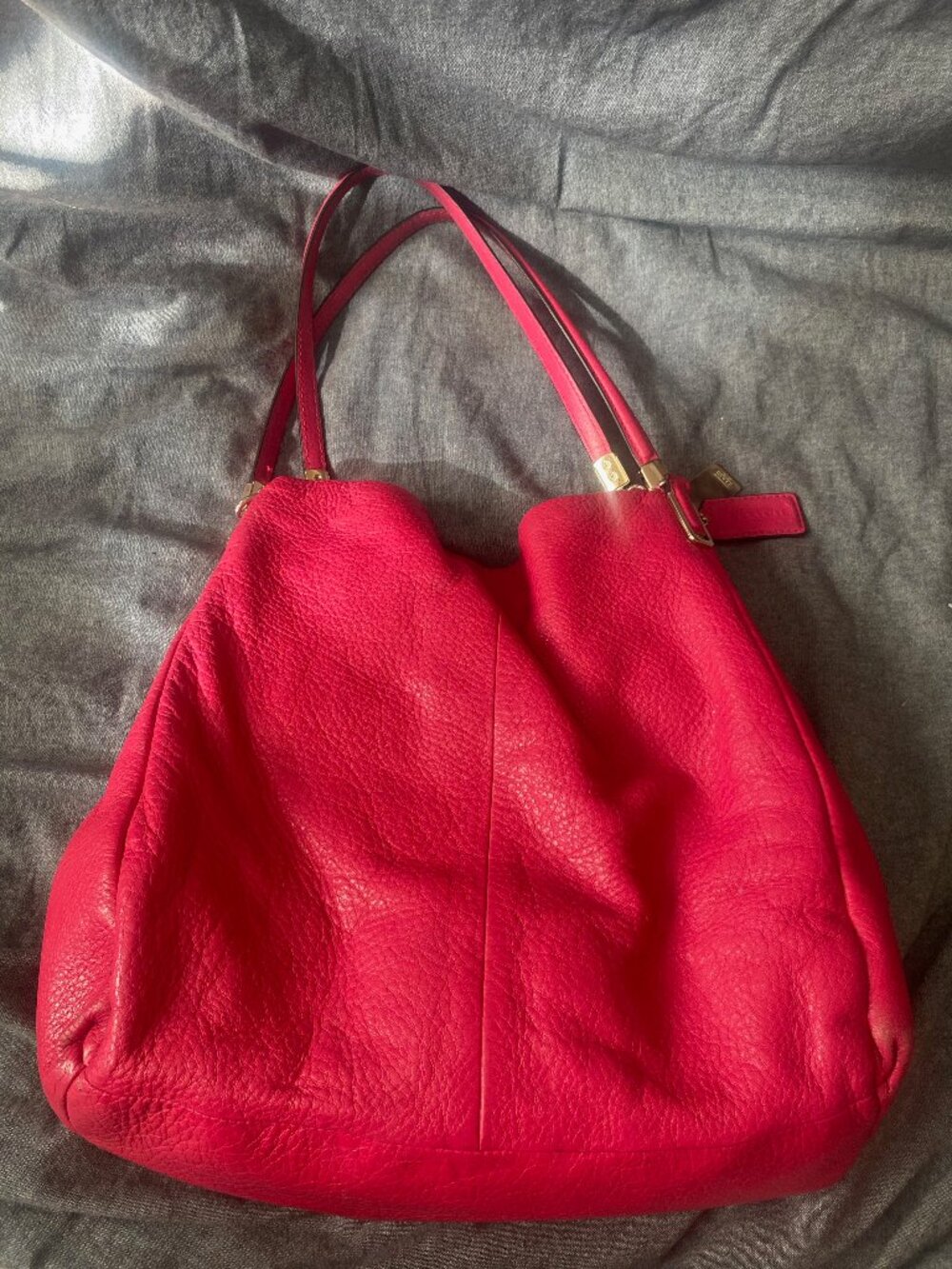 Coach Pink Pebbled Leather Shoulder Tote Handbag